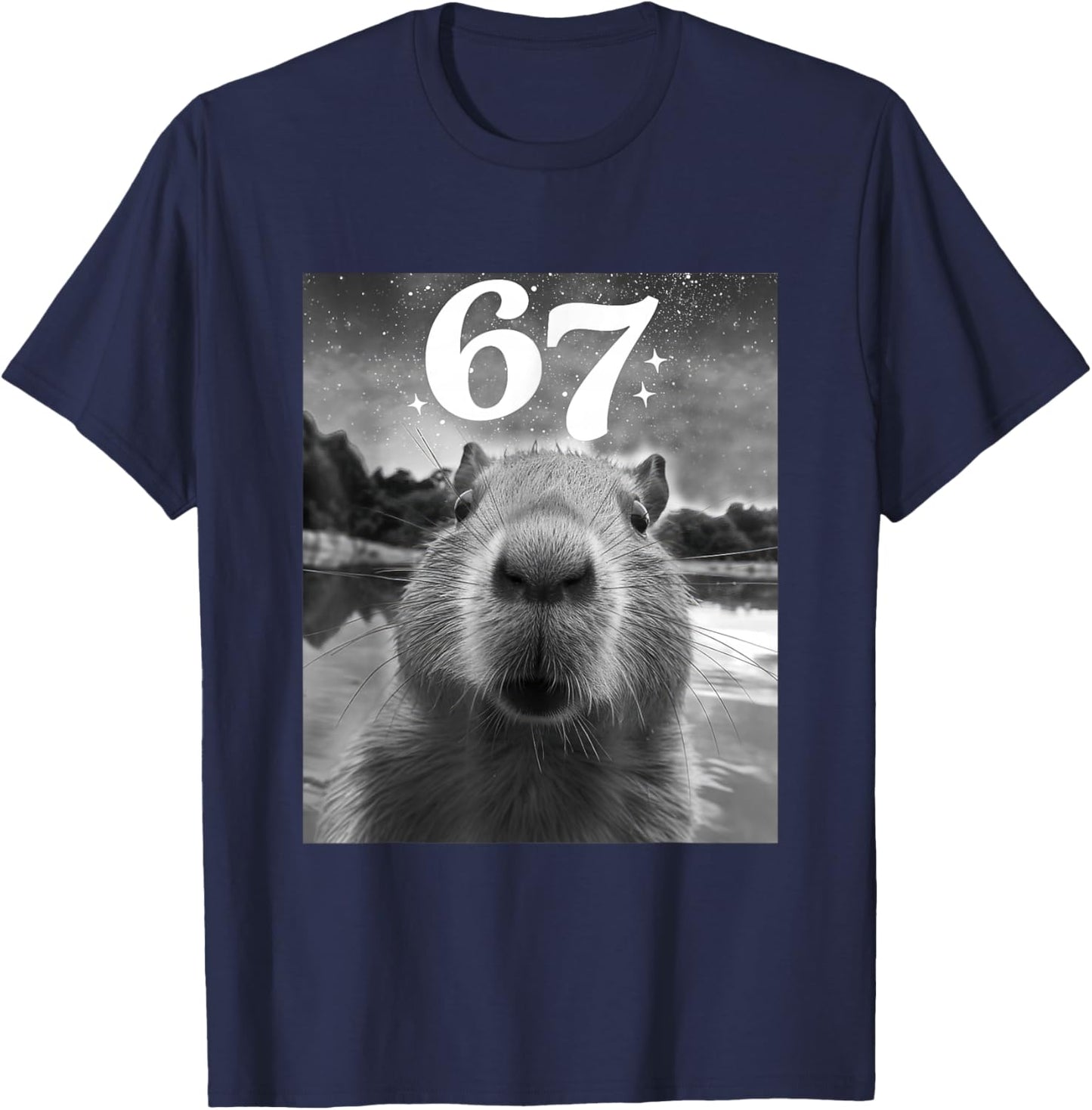 Capybara Selfie with 67 Meme Capy Graphic Women Kid T-Shirt - T-Shirt | Navy