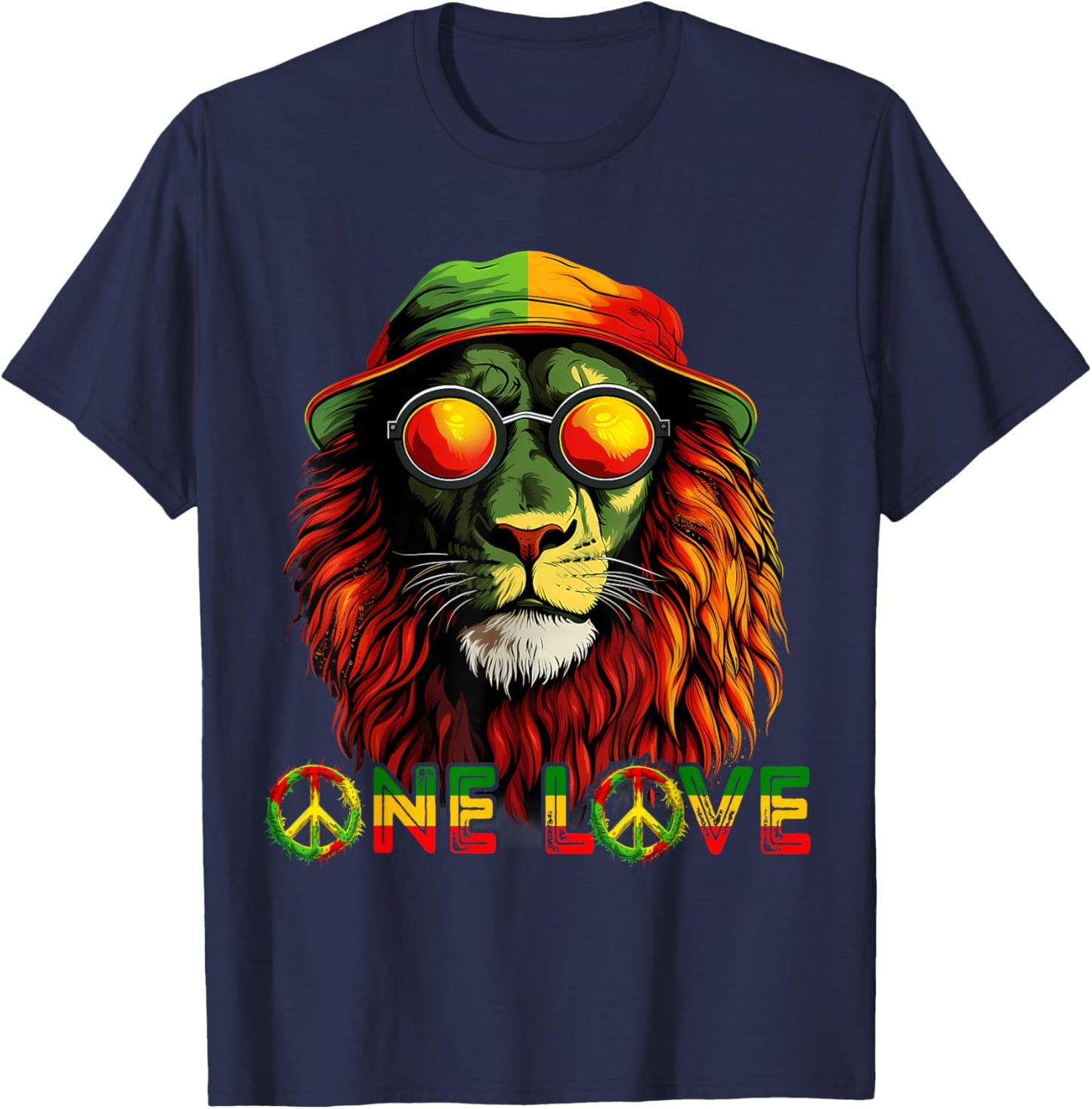 Rasta Reggae Lion Hippie Rasta Pride Jamaica Rastafari T-Shirt - T-Shirt | Navy