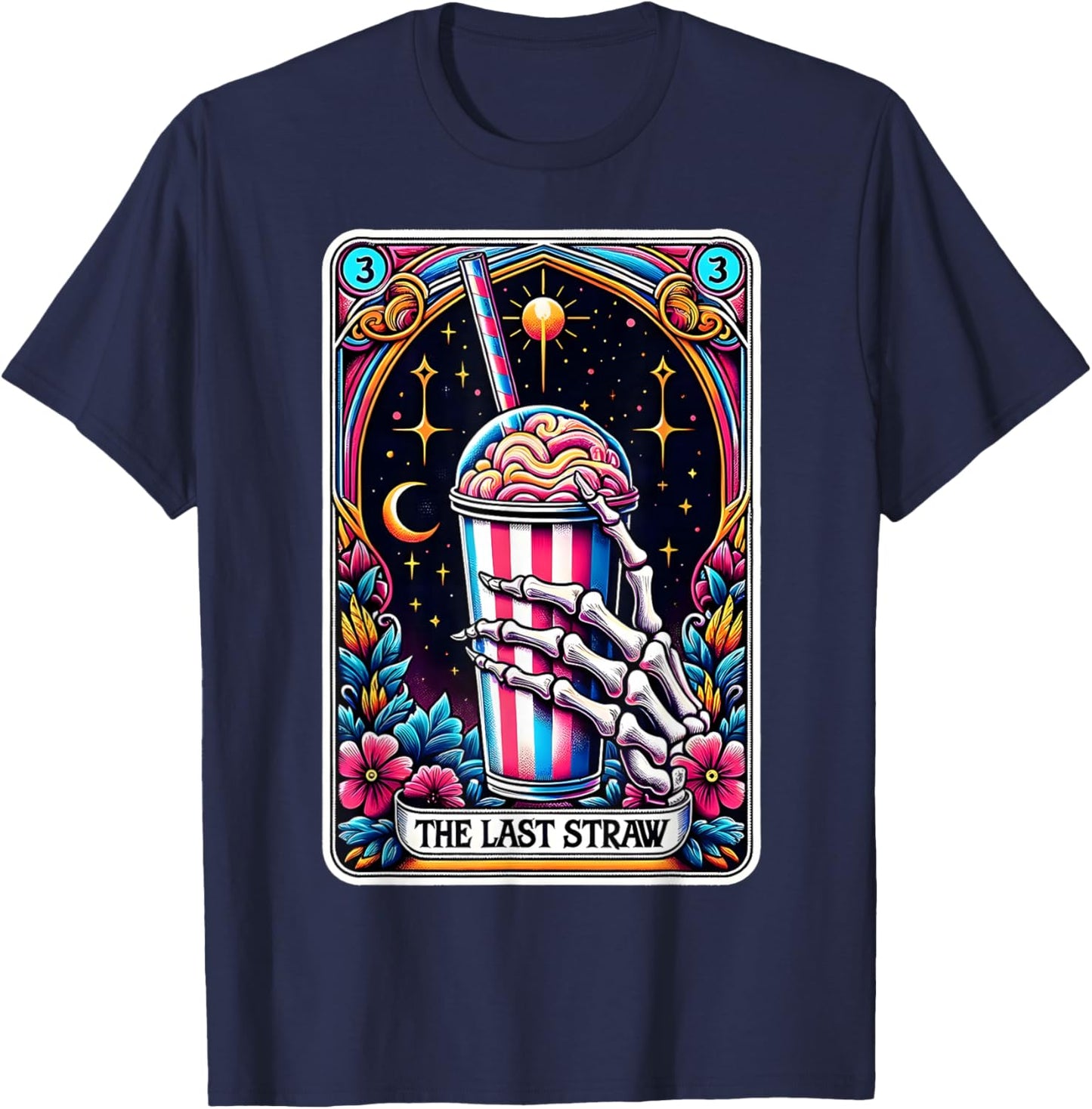 The Last Straw Funny Tarot Card T-Shirt - T-Shirt | Navy