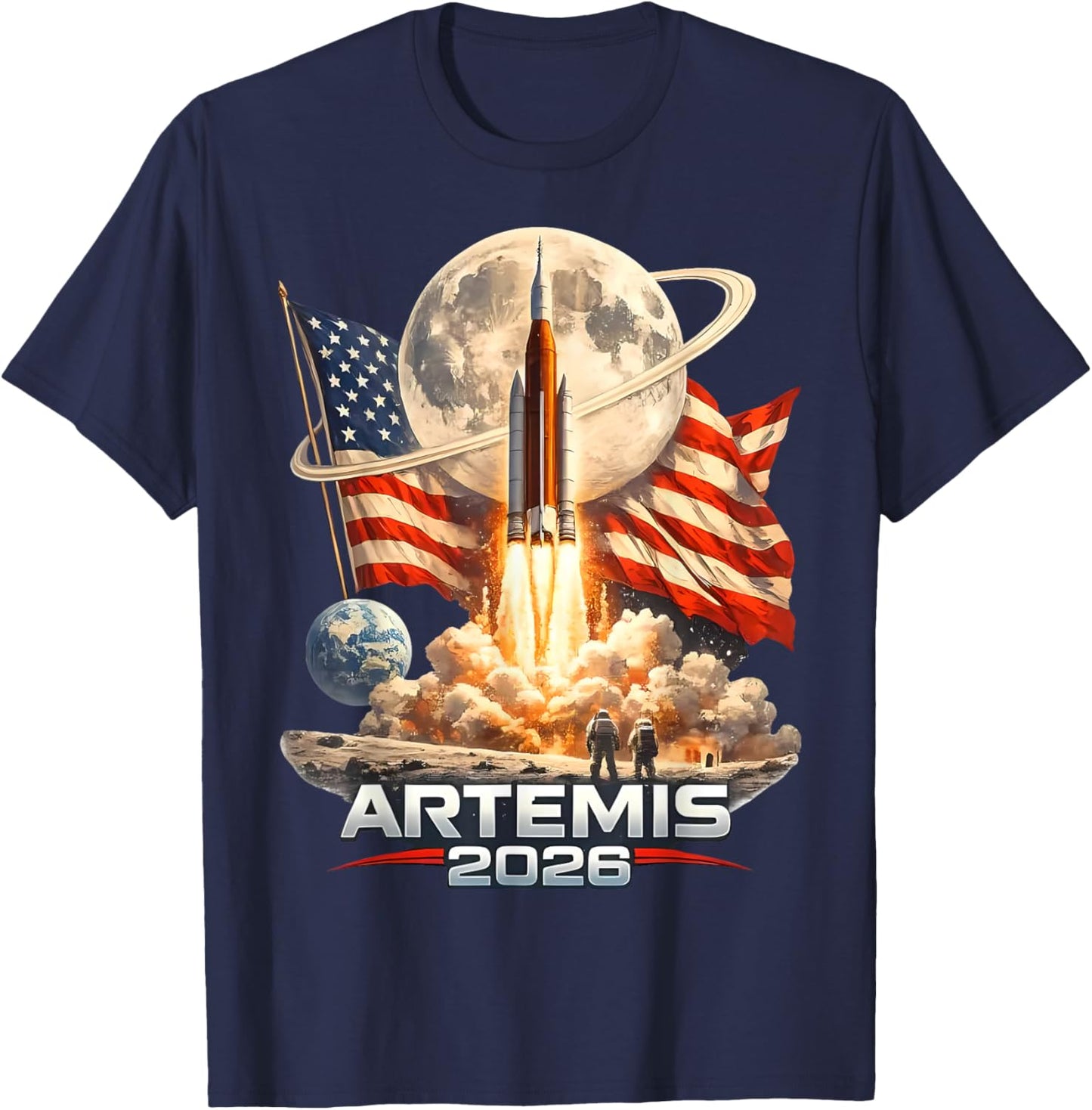 Artemis II Launch to The Moon 2026 T-Shirt - T-Shirt | Navy