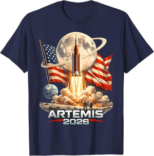 Artemis II Launch to The Moon 2026 T-Shirt - T-Shirt | Navy