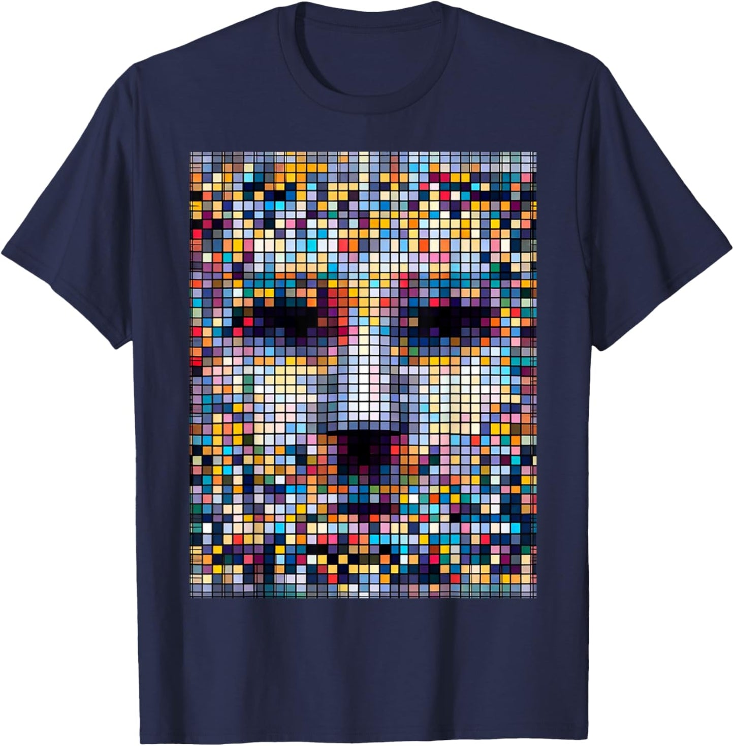 Glitchgear Anti-Surveillance Adversarial Fashion Anti-Facial Recognition Pixelated , Small, Black T-Shirt - T-Shirt | Navy