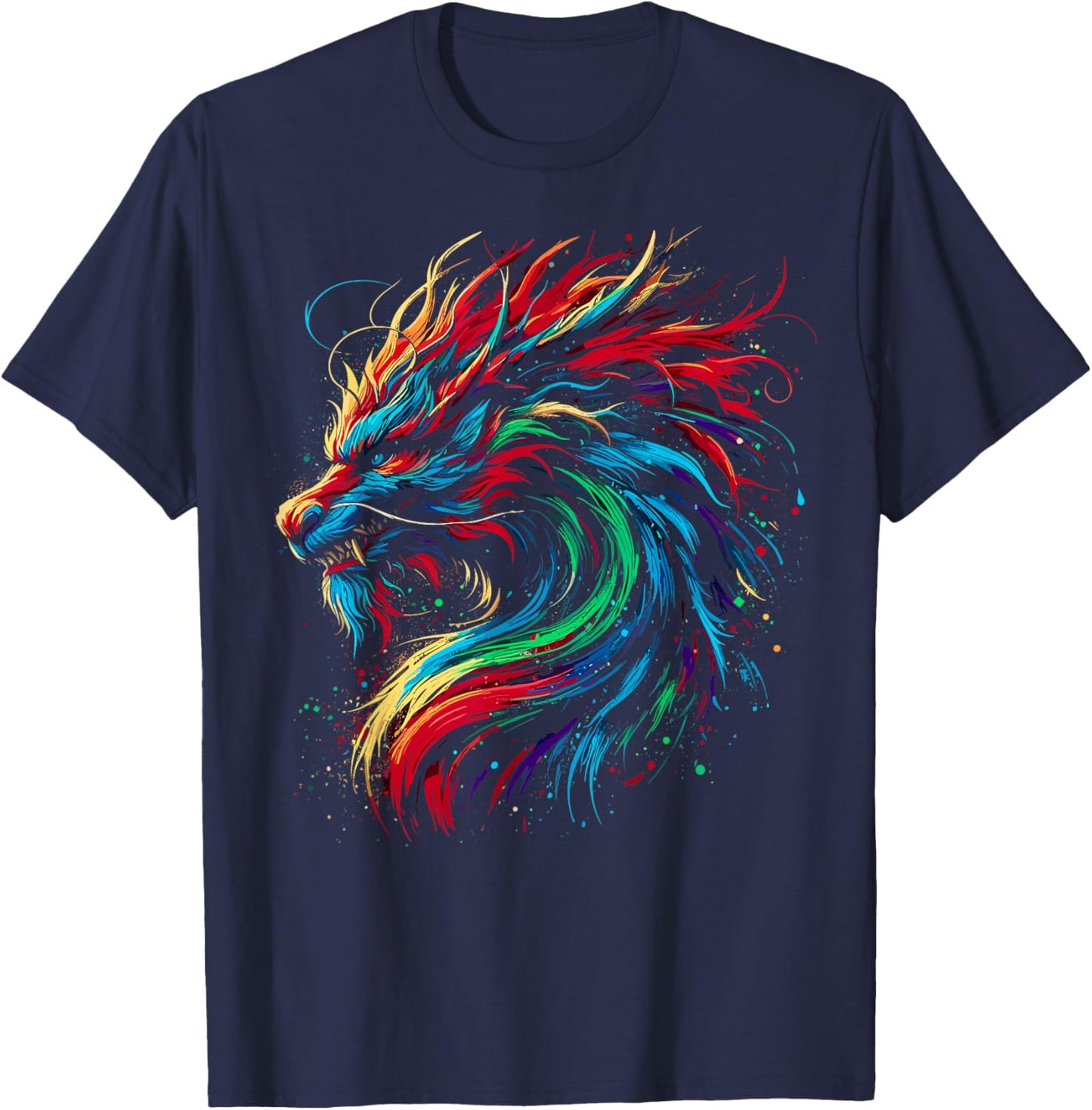 Dragon Colorful Animal Art Fantasy Dragon T-Shirt - T-Shirt | Navy