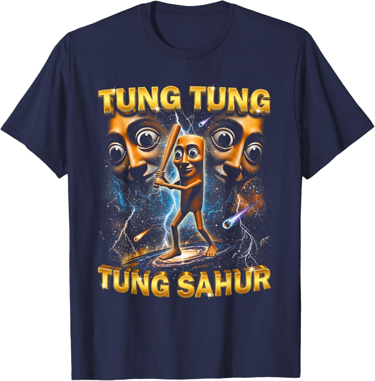 Funny Italian Brainrot Meme Tung Tung Tung Sahur T-Shirt - T-Shirt | Navy