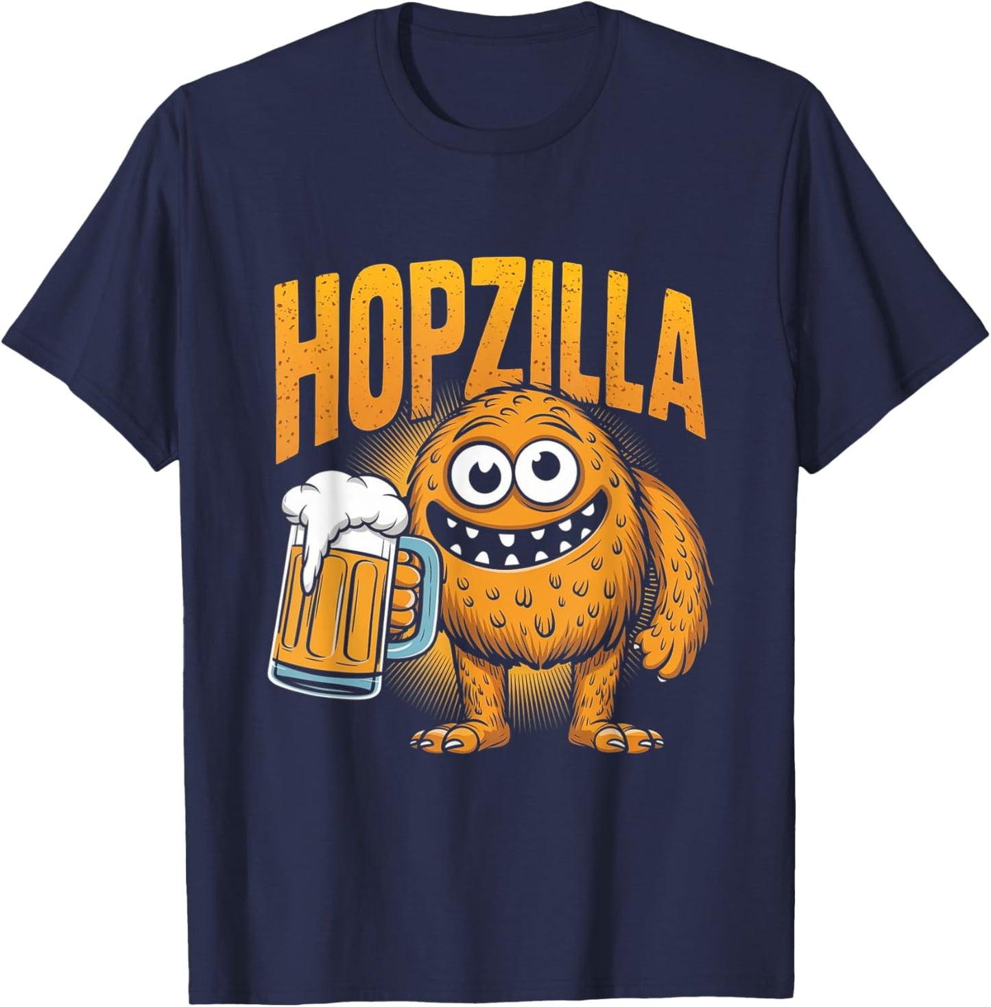 Hopzilla Funny IPA Beer Monster Beer Drinking T-Shirt - T-Shirt | Navy