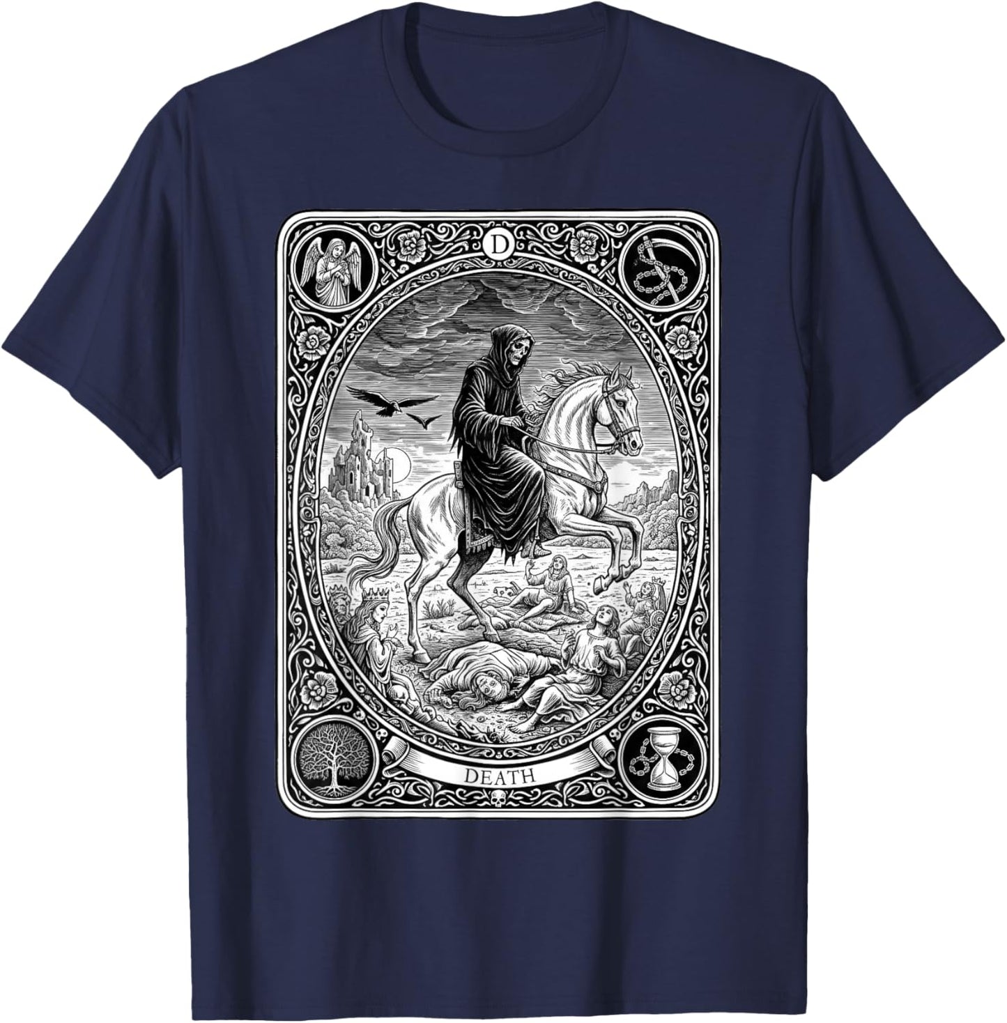Mystical Fortune Card Gothic Mayor Arcana Death Tarot T-Shirt - T-Shirt | Navy