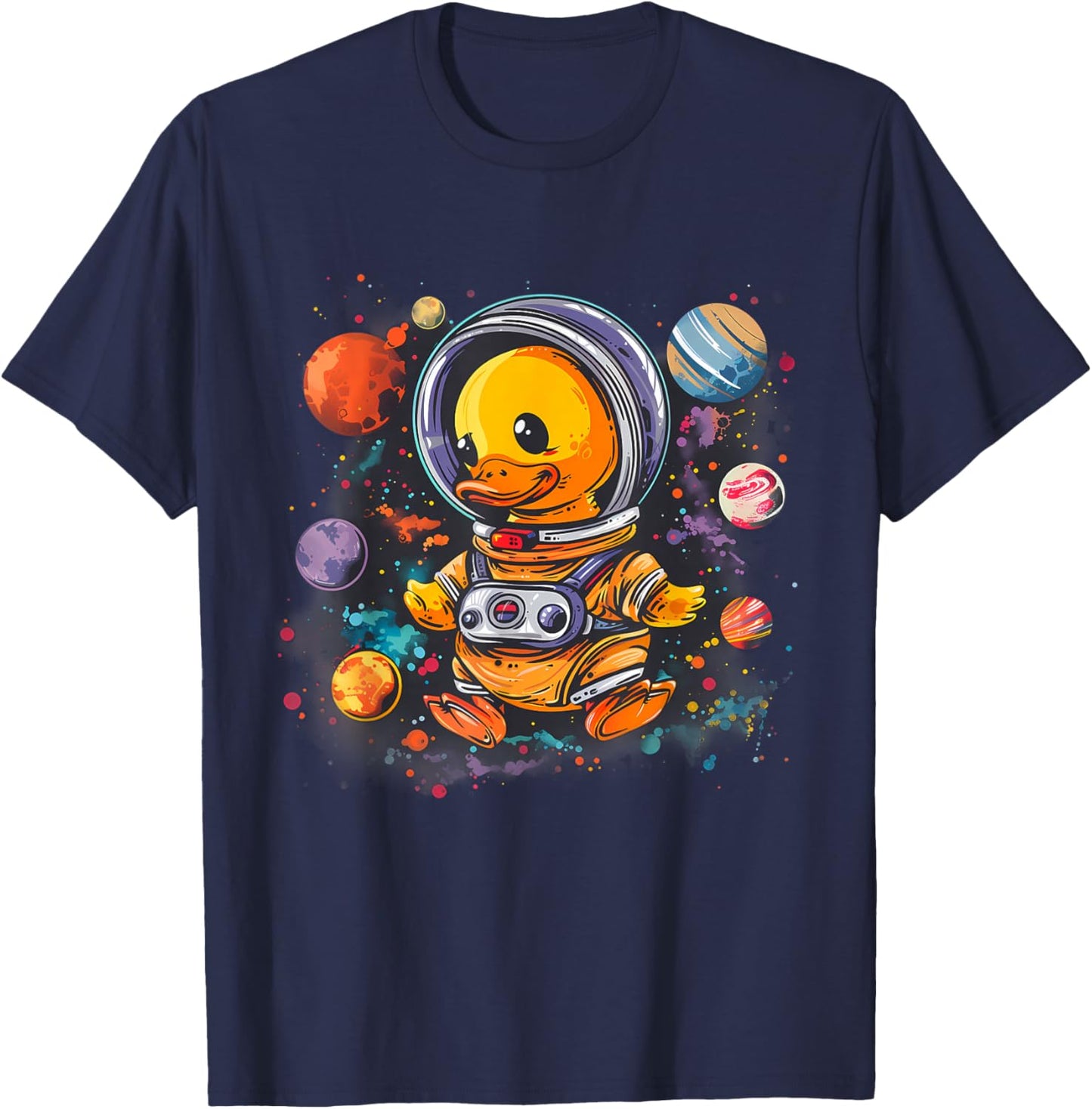 Rubber Duck Space Astronaut Planet Rubber Duck Lover Science T-Shirt - T-Shirt | Navy
