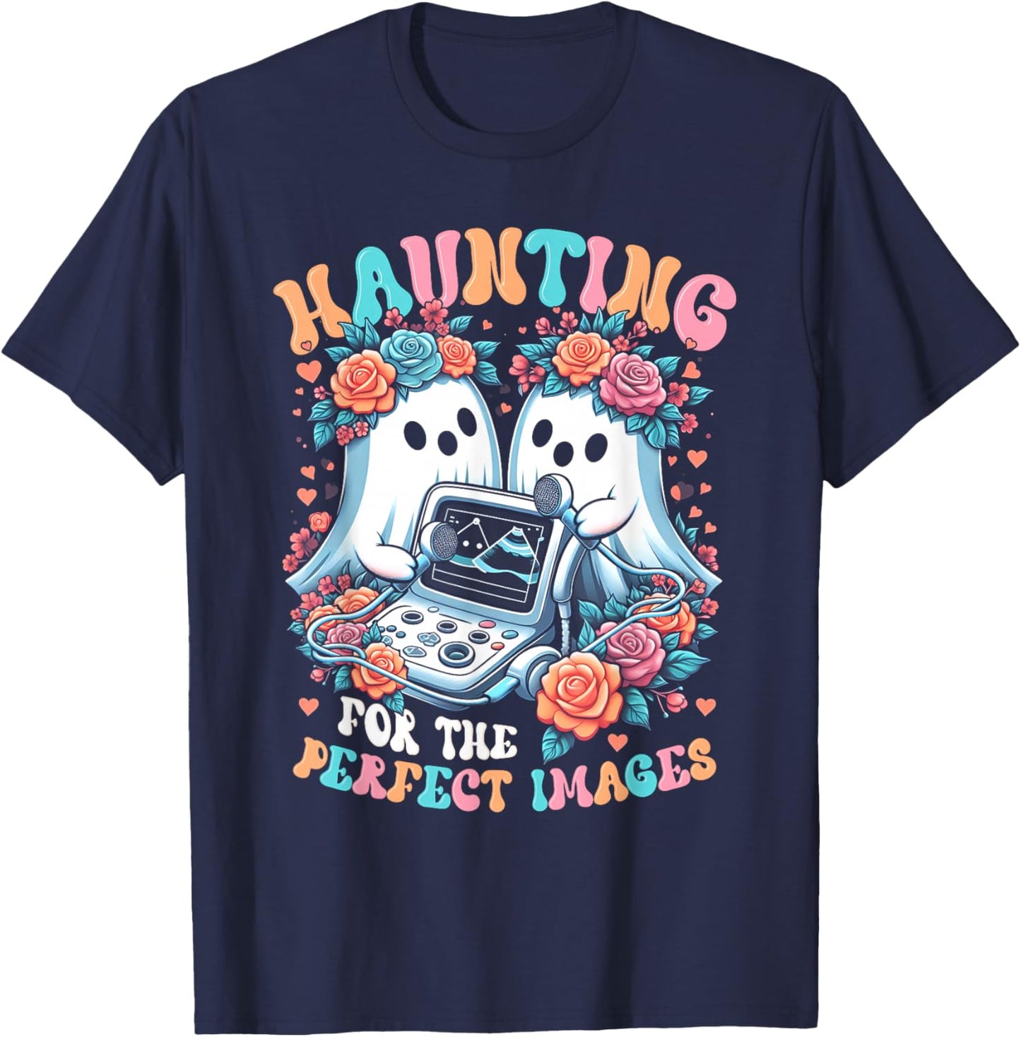 Retro Ultrasound Tech Halloween Echo Tech Vascular Tech T-Shirt - T-Shirt | Navy
