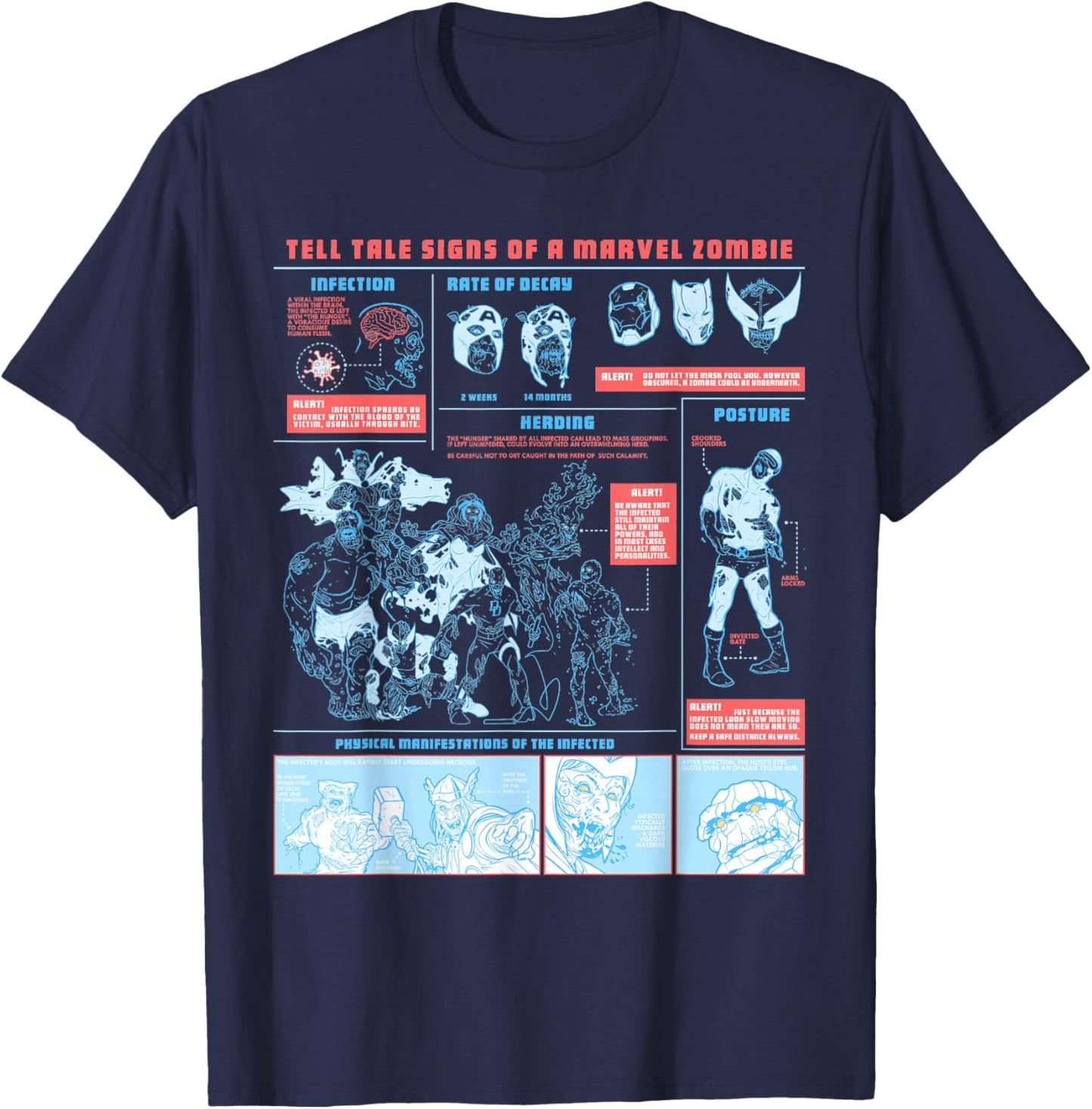 Marvel Tell Tale Signs of a Marvel Zombie Avengers & X-Men T-Shirt - T-Shirt | Navy