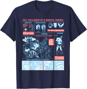 Marvel Tell Tale Signs of a Marvel Zombie Avengers & X-Men T-Shirt - T-Shirt | Navy