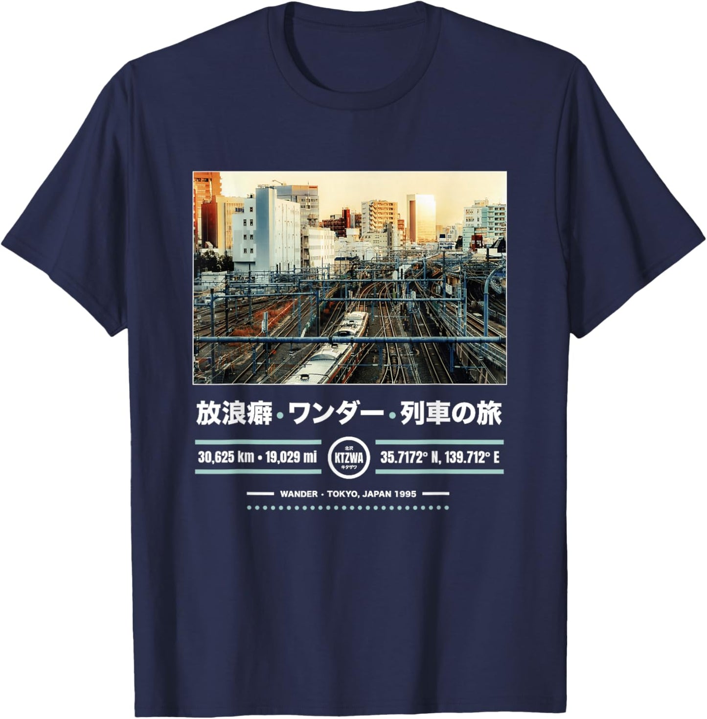 Japanese Tokyo Aesthetic Art Streetwear Retro T-Shirt - T-Shirt | Navy