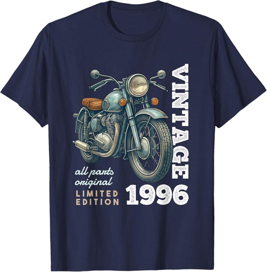 Vintage 1996 30 Years Vintage Motorcycle 30th Birthday T-Shirt - T-Shirt | Navy