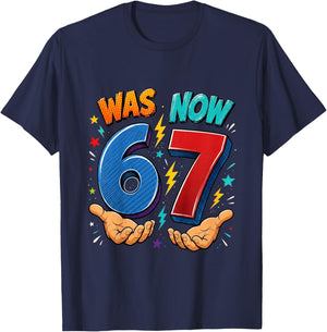 Kids was 6 Now 7 7th Birthday 67 Birthday Boys T-Shirt - T-Shirt | Navy