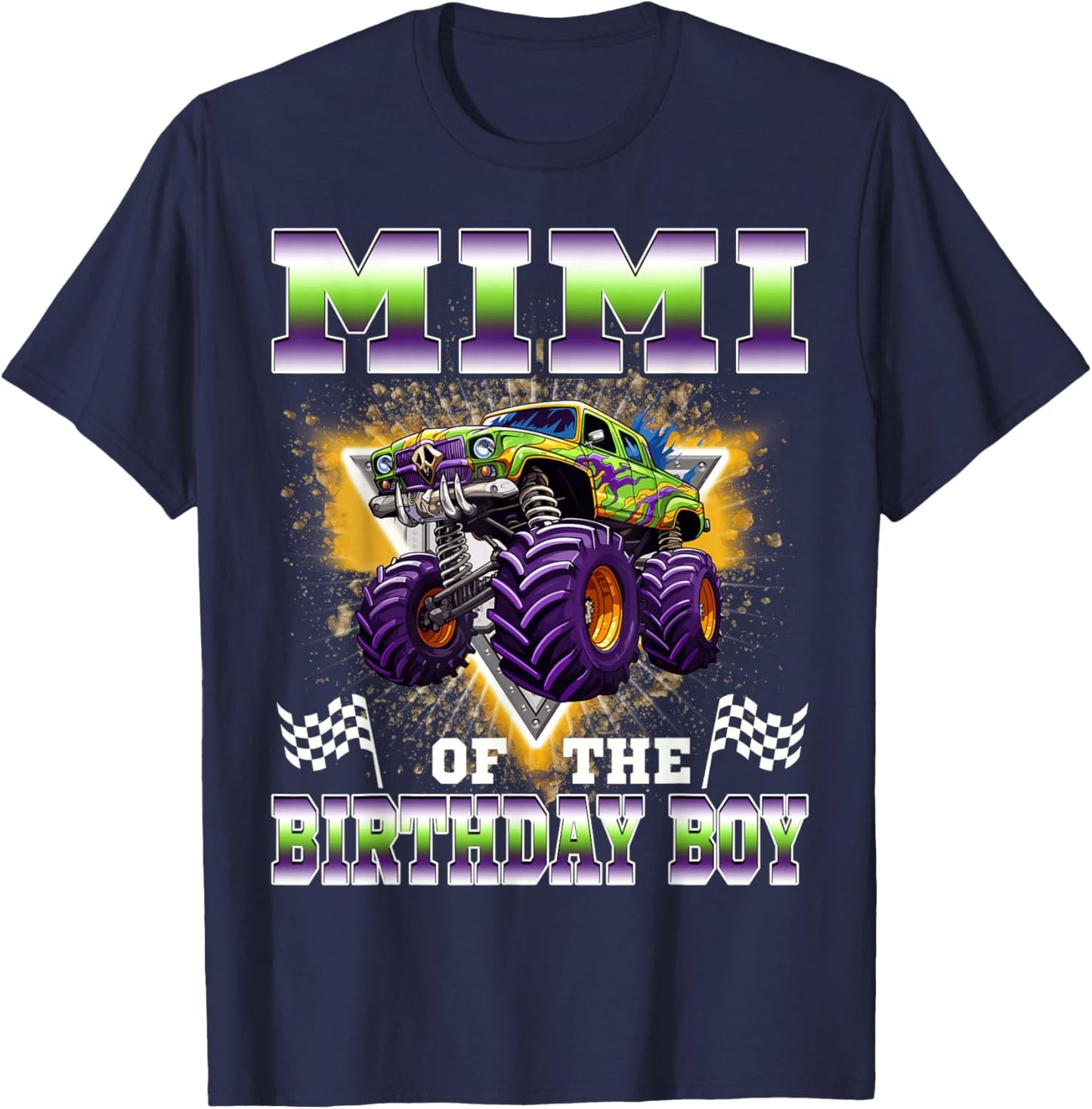 Mimi of The Birthday Boy Monster Truck Birthday Family T-Shirt - T-Shirt | Navy