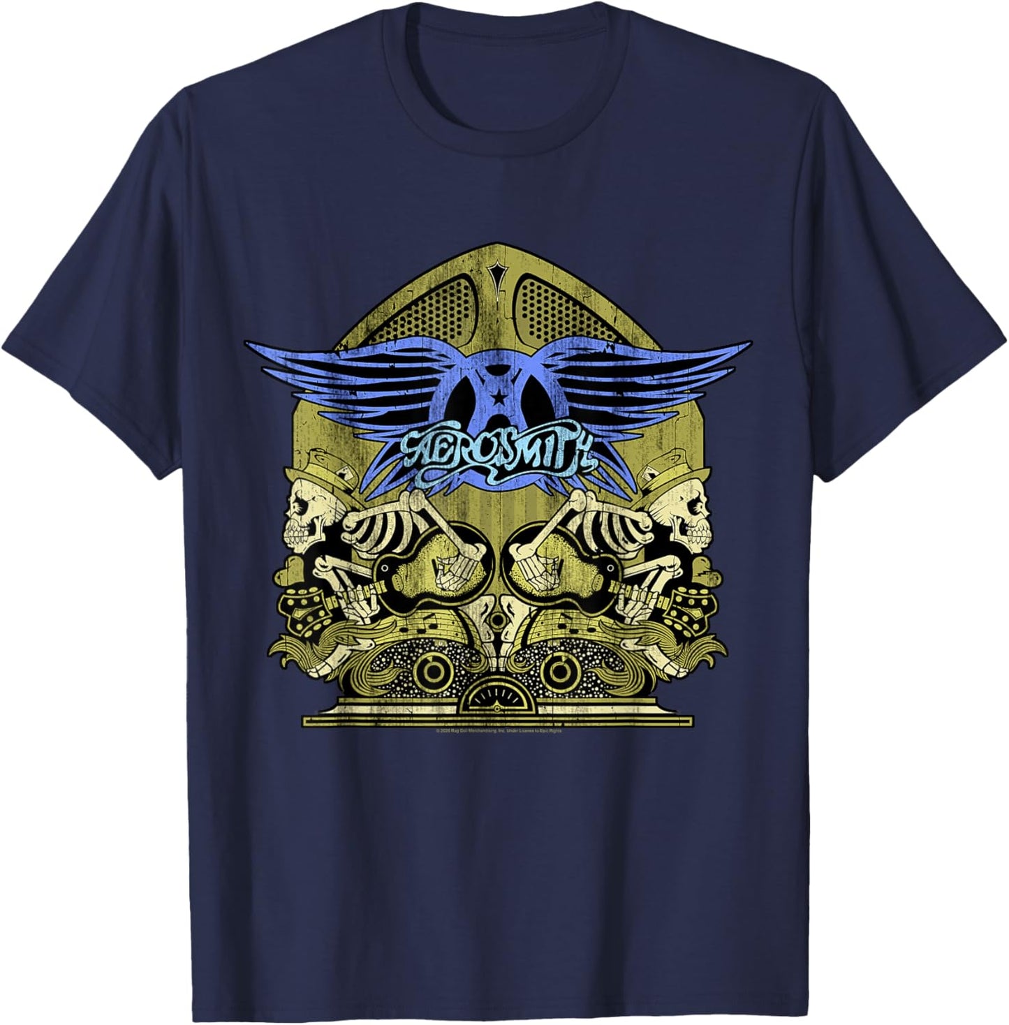 Officiel Aerosmith Guitar Skeletons T-Shirt - T-Shirt | Navy