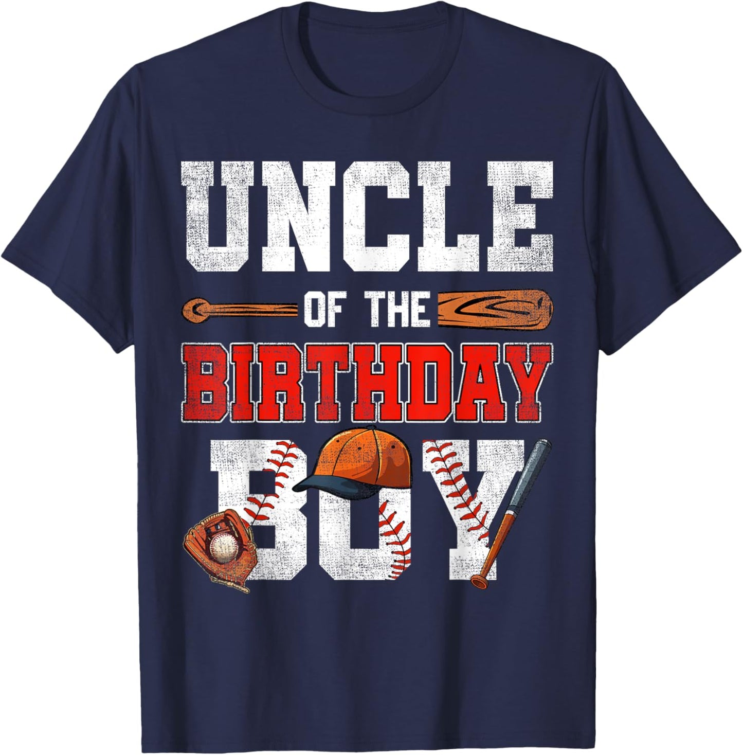 Uncle Of The Birthday Boy Baseball Bday Family T-Shirt - T-Shirt | Navy
