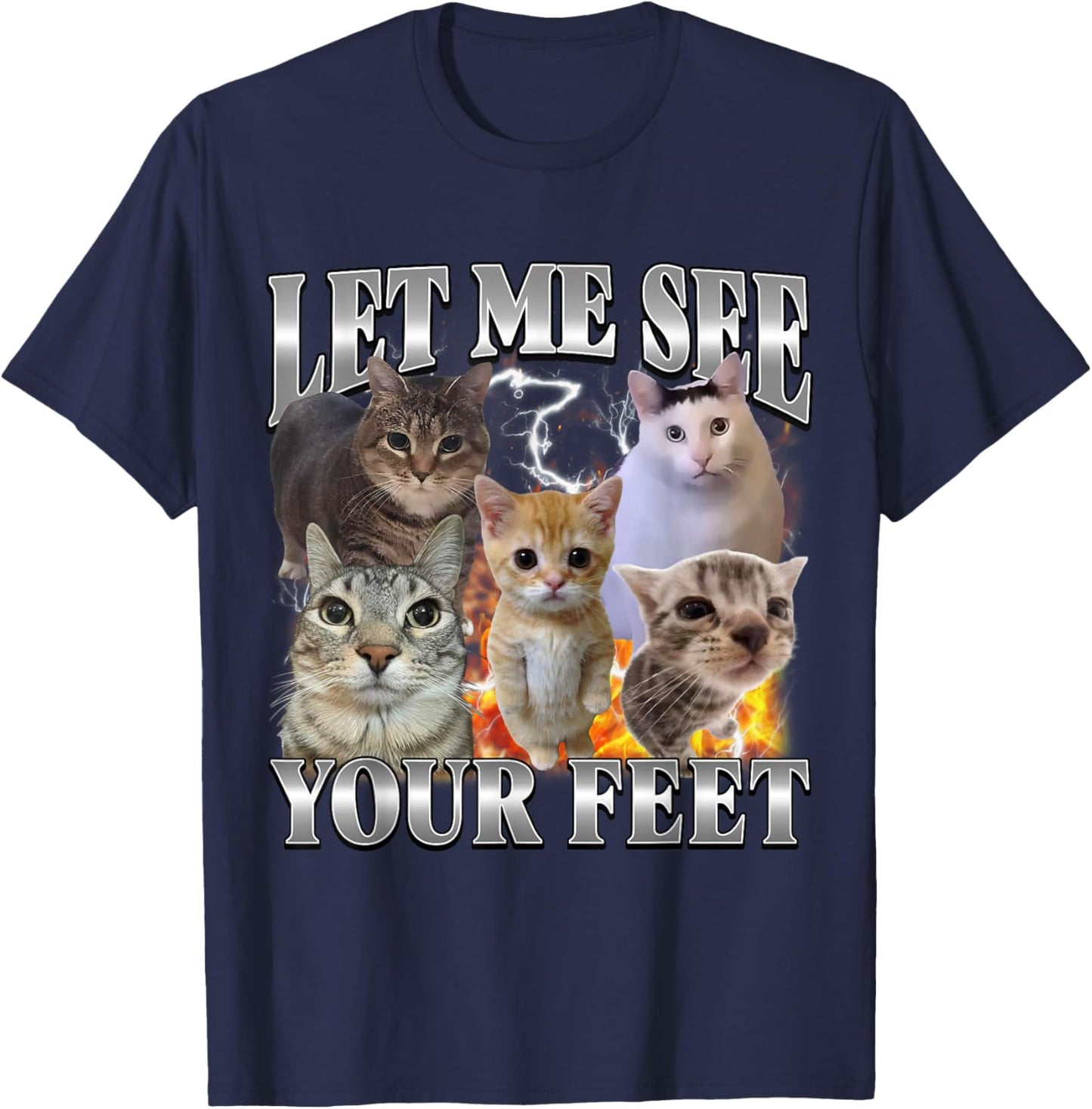 Lass Mich Deine Füße sehen Funny Offsive Cat Meme Bootleg T-Shirt - T-Shirt | Navy