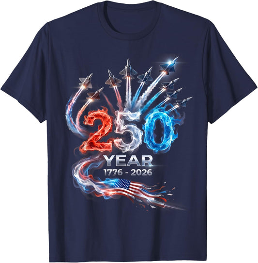 250th Anniversary USA Patriotic 250 Years American 4th July T-Shirt - T-Shirt | Navy