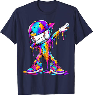 Baseball Ice Cream Dripping Dabbing T-Shirt - T-Shirt | Navy