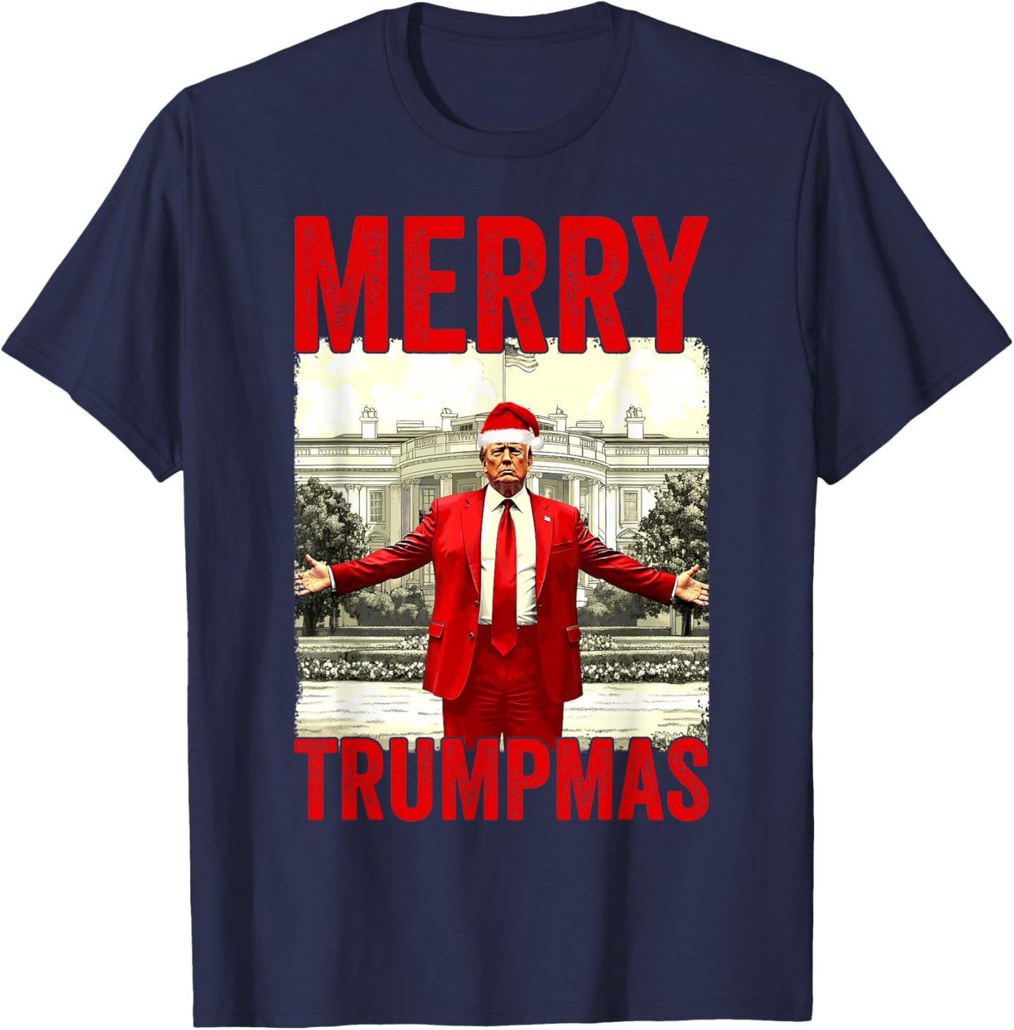 Merry Trumpmas Make Christmas Great Again Trump 2024 47th T-Shirt - T-Shirt | Navy