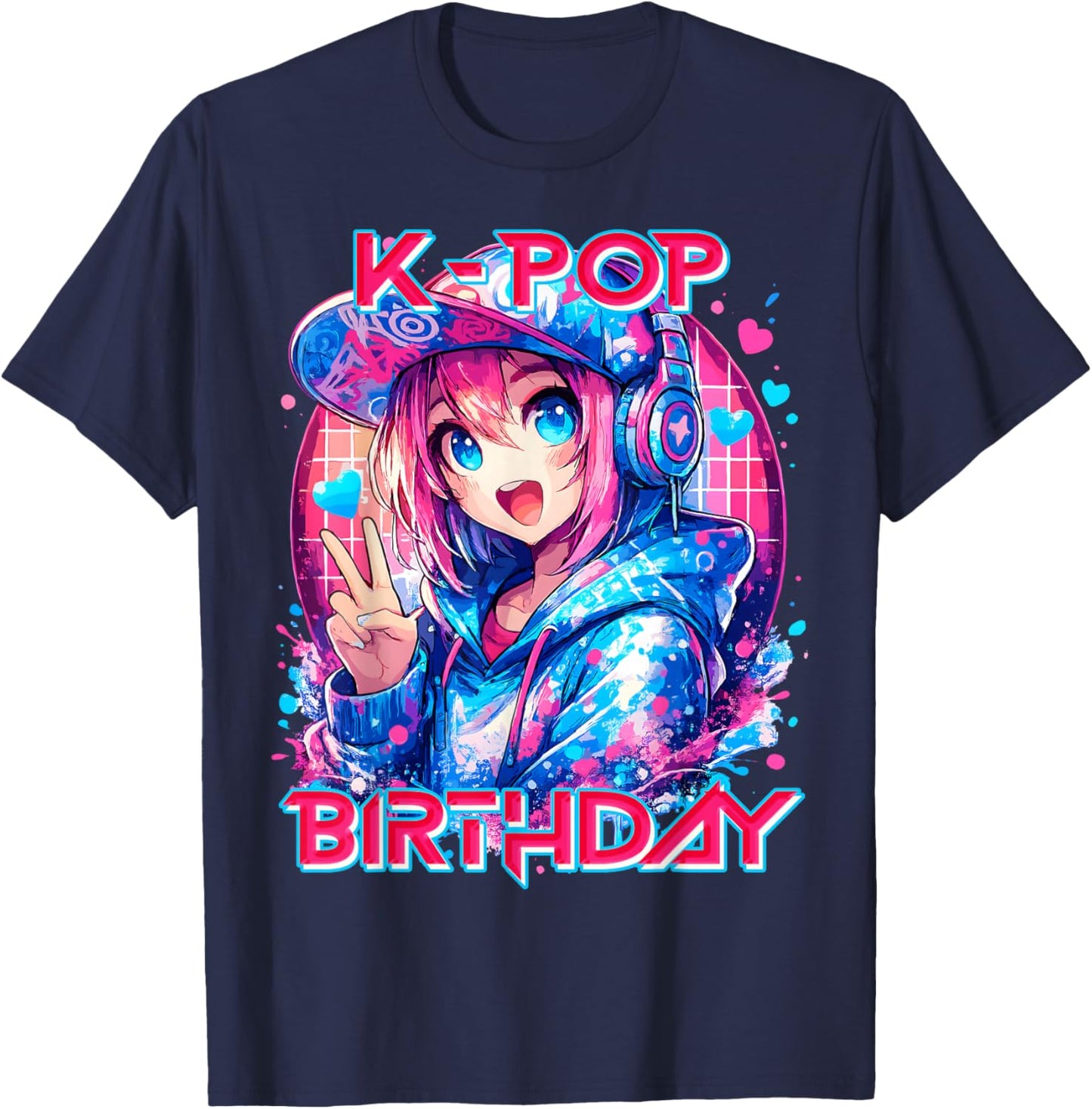 K-Pop Birthday K-Pop Birthday for Kids and Girls K-Pop T-Shirt - T-Shirt | Navy