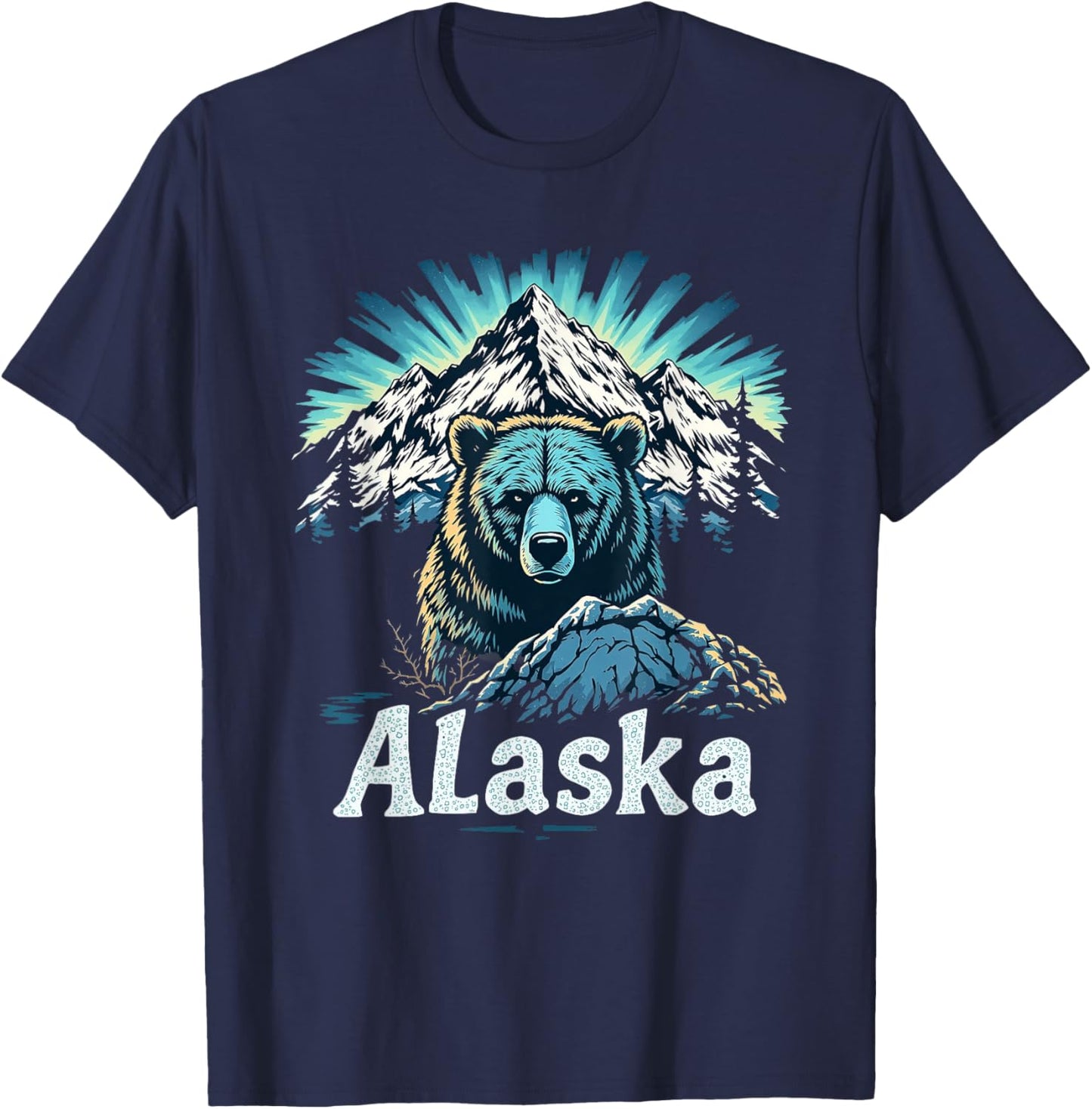 Retro Alaska Home State AK Mountain Sunset Vintage T-Shirt - T-Shirt | Navy