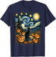 Halloween Van Gogh Starry Night Black Cat Pumpkins Men Women Kids T-Shirt - T-Shirt | Navy