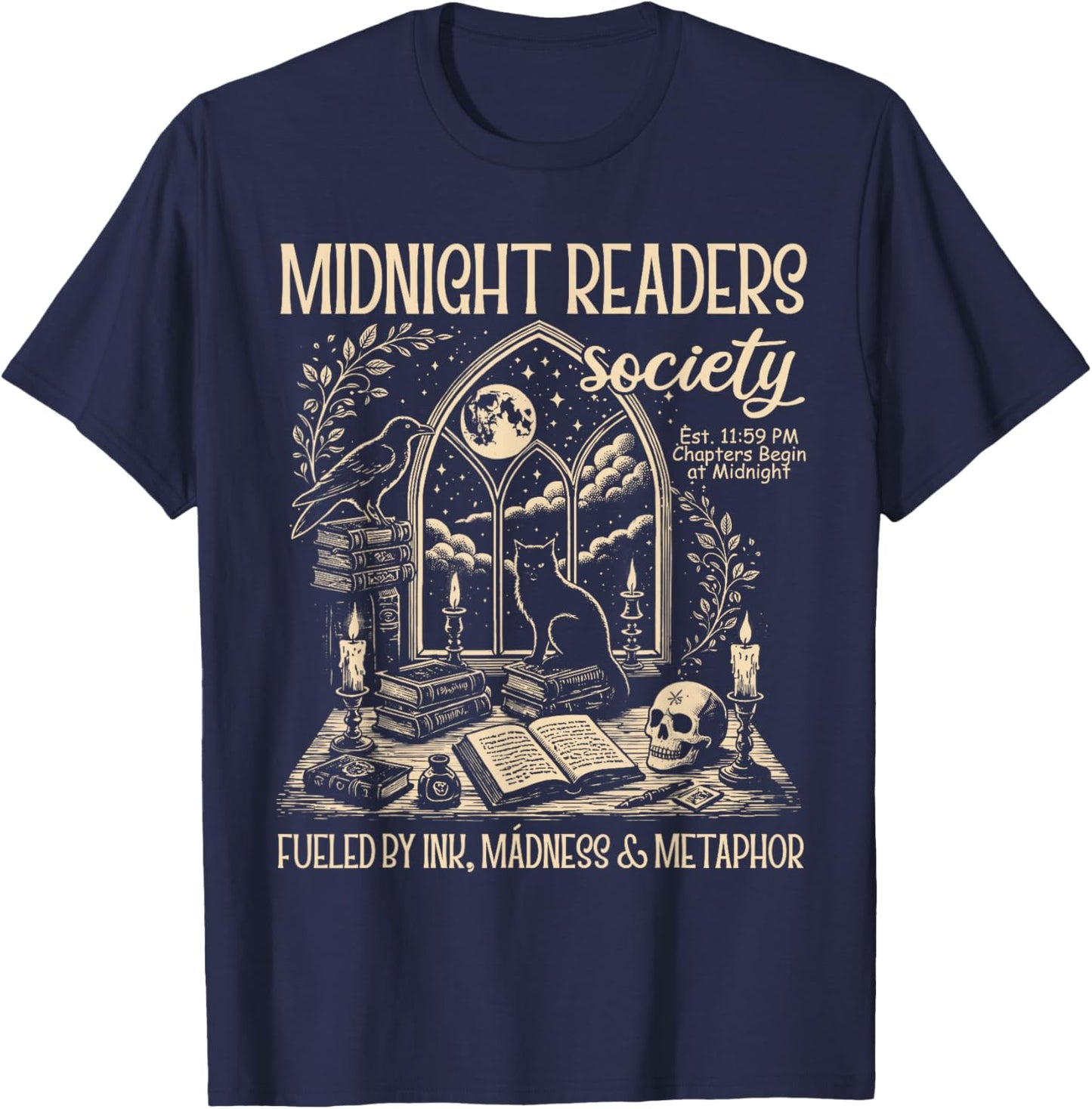 Dark Romance Book Lover Midnight Reading Readers Society T-Shirt - T-Shirt | Navy