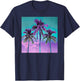 Palm Tree Tropical Teal Turquoise Purple T-Shirt - T-Shirt | Navy