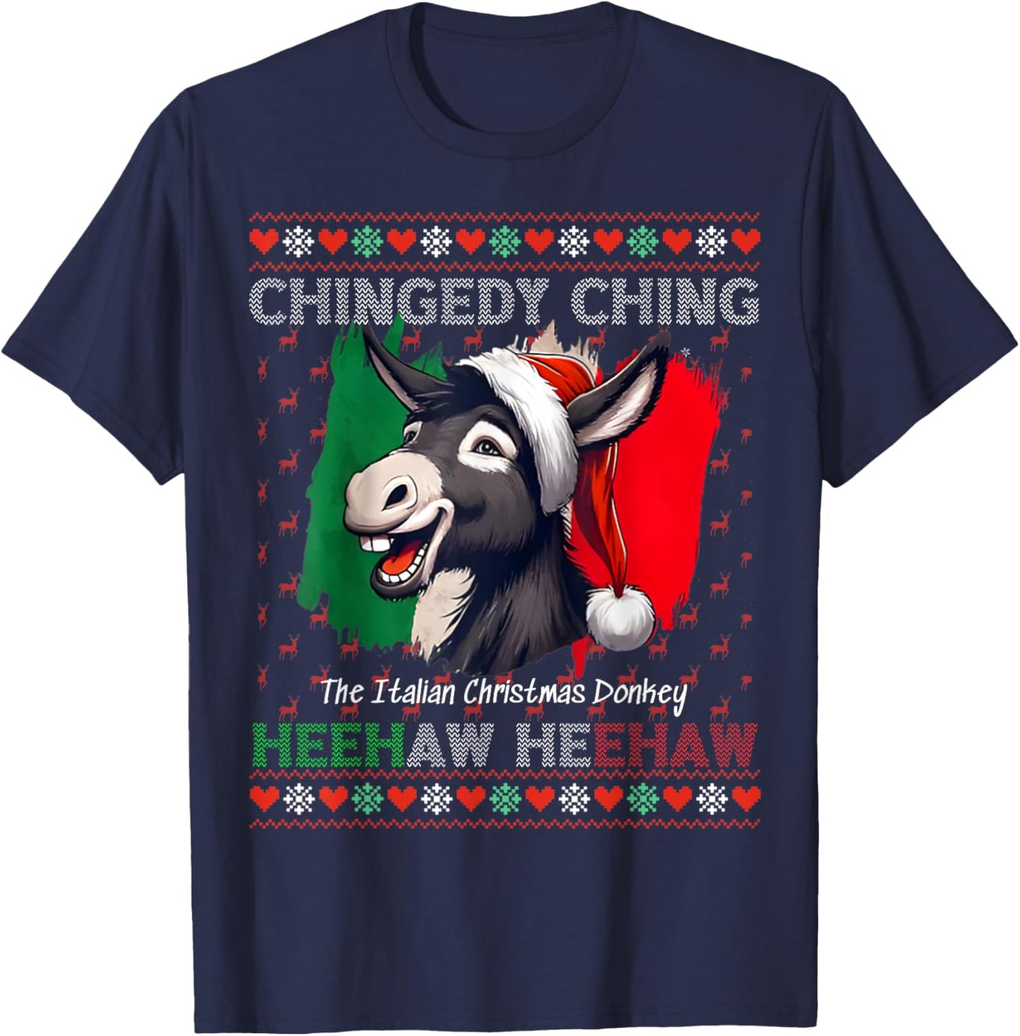 Chingedy Ching Dominick The Italian Christmas Donkey Xmas T-Shirt - T-Shirt | Navy