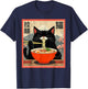 Anime/Manga Fans Cat Lovers Ramen Enthusiasts Vintage/Retro Interested Black Small Short Sleeve T-Shirt - T-Shirt | Navy