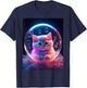 Cute Cat In Bubble Space Galaxy Kitten Kawaii Aesthetic T-Shirt - T-Shirt | Navy
