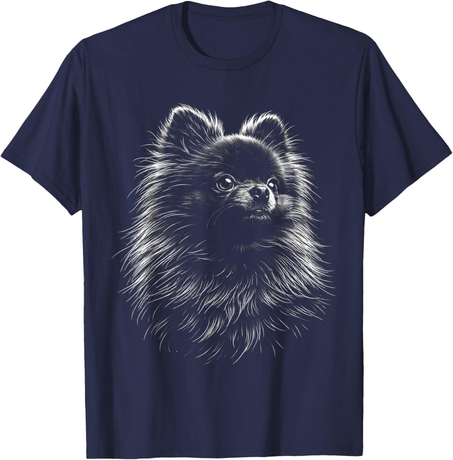 Retro Pomeranian Silhouette Dog Lover Graphic T-Shirt - T-Shirt | Navy