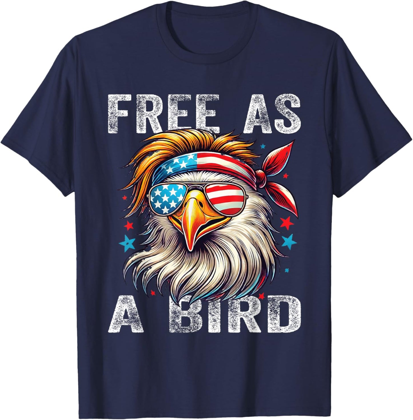 Free As Bird 4th Of July Patriotic Eagle Kids Boys Girls T-Shirt - T-Shirt | Navy