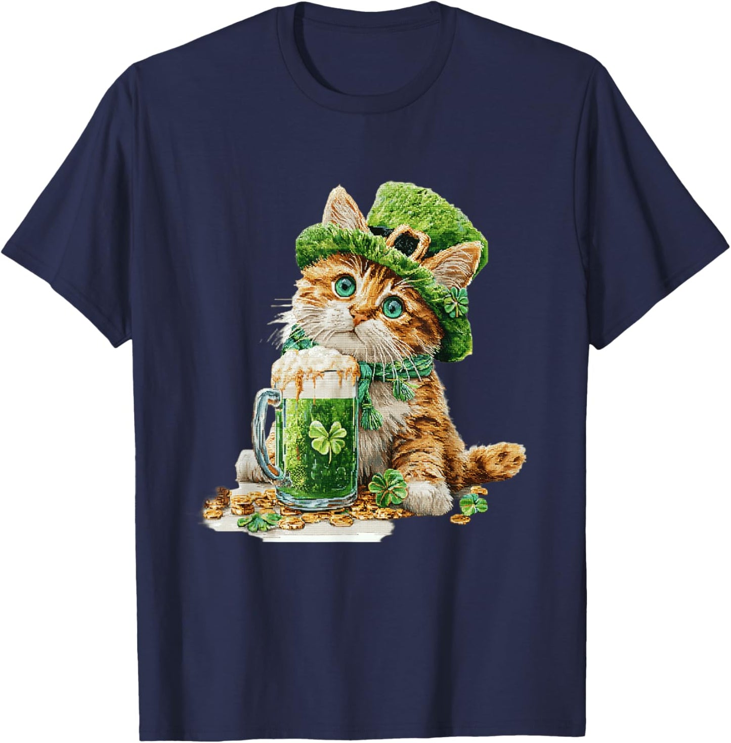 St. Patrick's Day Cat, Kitten Lover, Kids Boys T-Shirt - T-Shirt | Navy