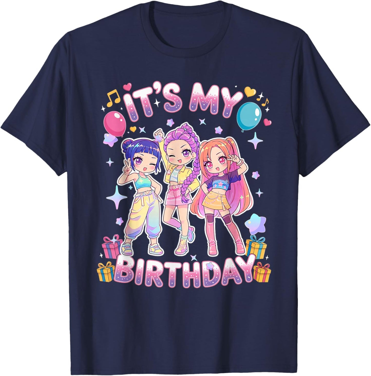It's My Birthday Cute Chibi Kpop Funny Birthday Girl Korean T-Shirt - T-Shirt | Navy