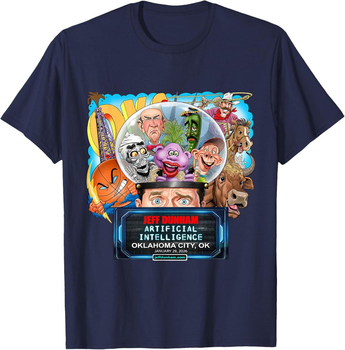 Jeff Dunham Oklahoma City, OK (2026) T-Shirt - T-Shirt | Navy