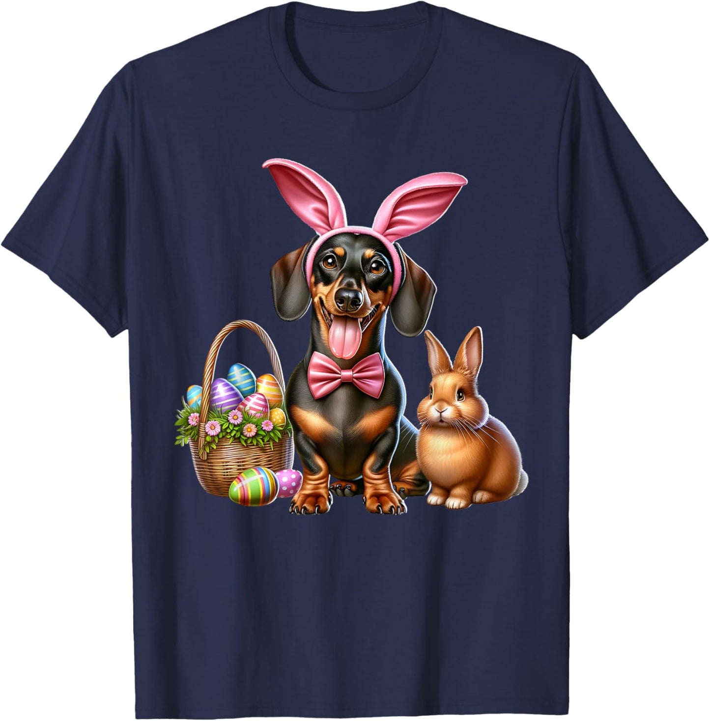 Dachshund Happy Easter Dachshund T-Shirt - T-Shirt | Navy