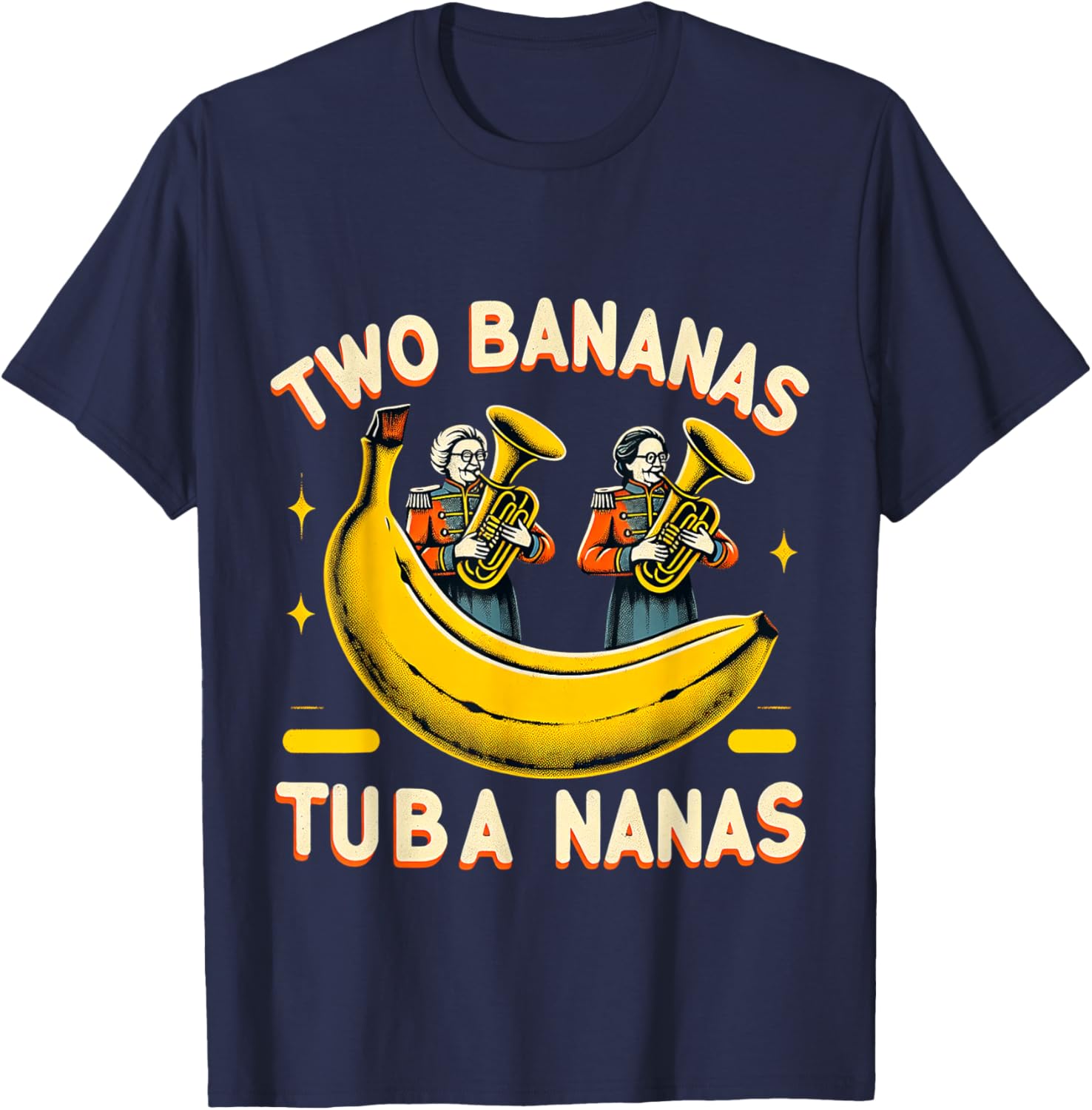 Two Bananas Tuba Nanas Marching Band Musician T-Shirt - T-Shirt | Navy