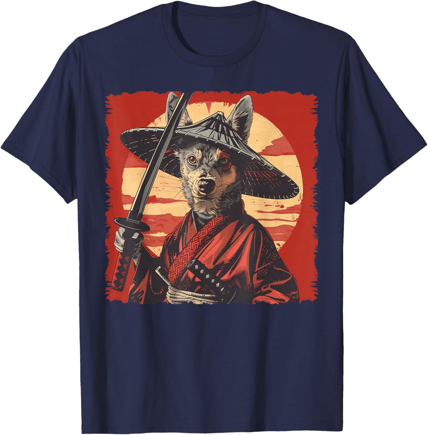 Australian Cattle Dog Dog Japanese Art Samurai Ukiyo-e T-Shirt - T-Shirt | Navy