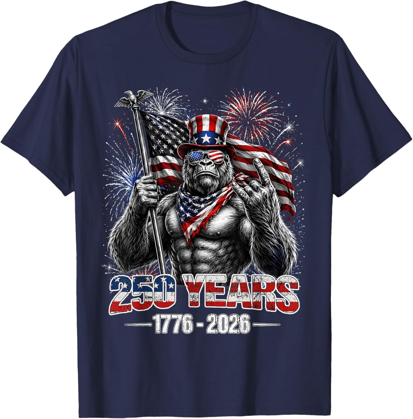 250 Years 1776 2026 American Patriotic 4th of July T-Shirt - T-Shirt | Navy
