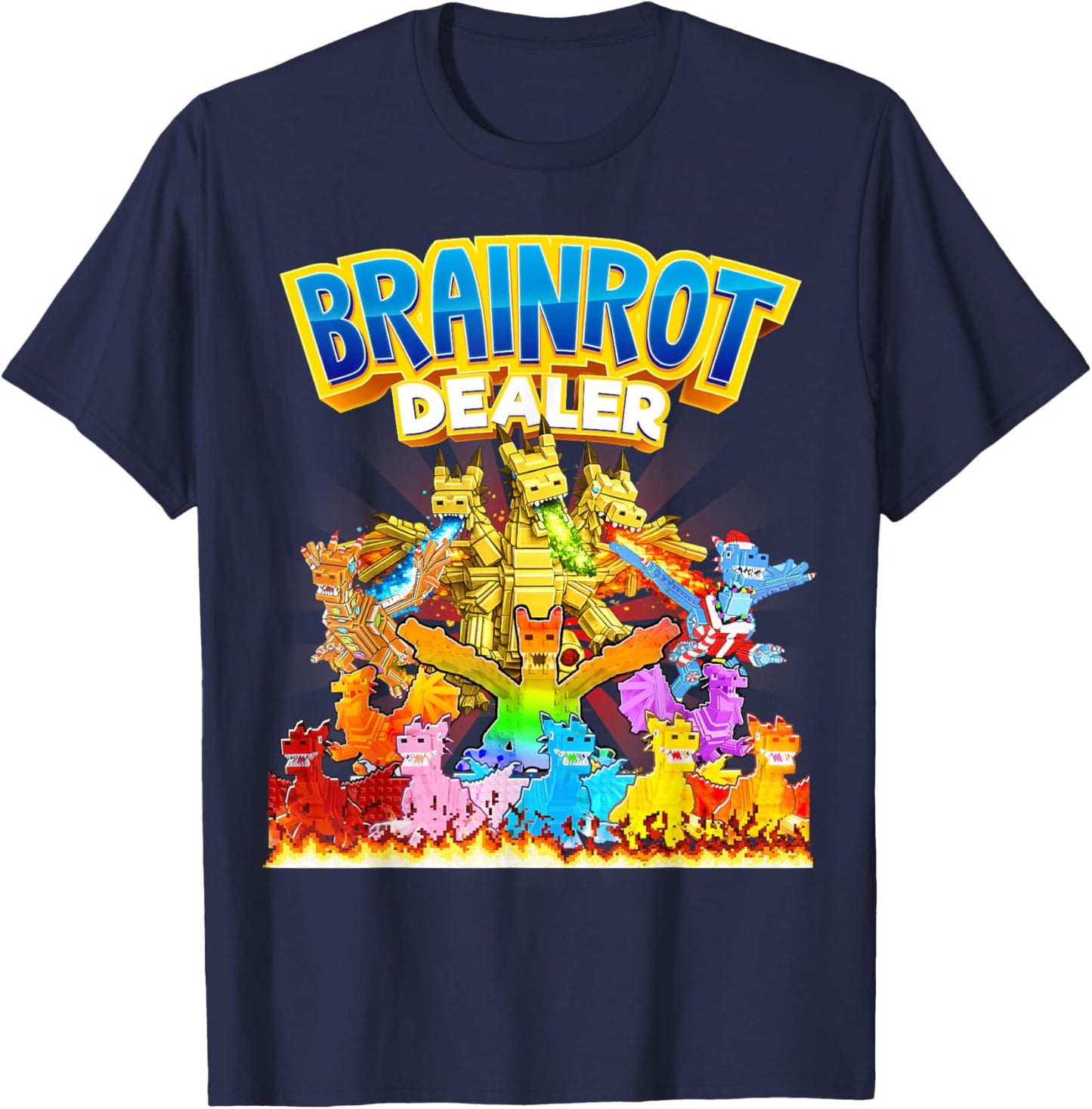Funny Brainrot Dealer Dragon Cannelloni for Boys Kids Teens T-Shirt - T-Shirt | Navy