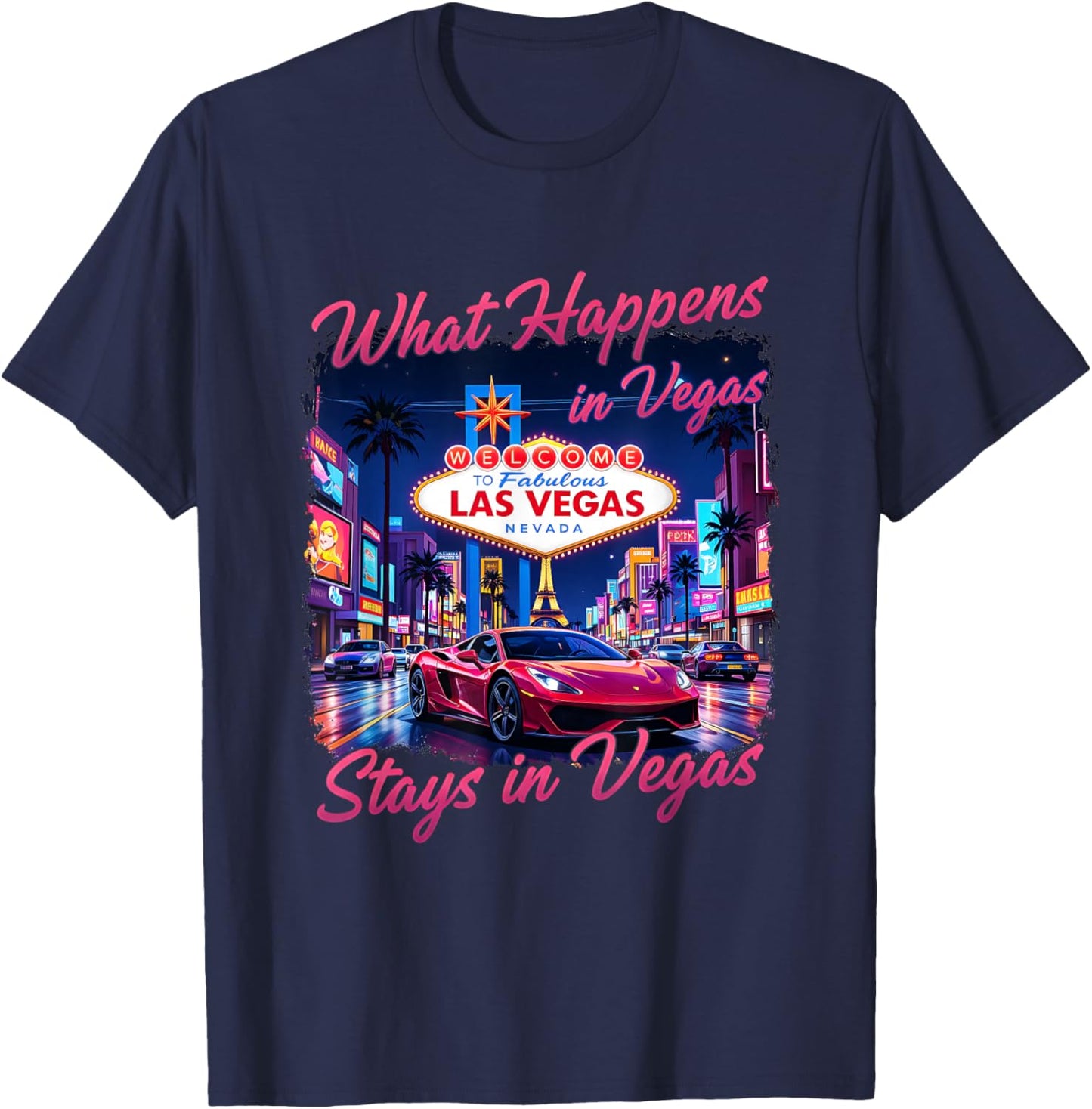Retro Las Vegas Road Trip 2026 Souvenir Vacation T-Shirt - T-Shirt | Navy