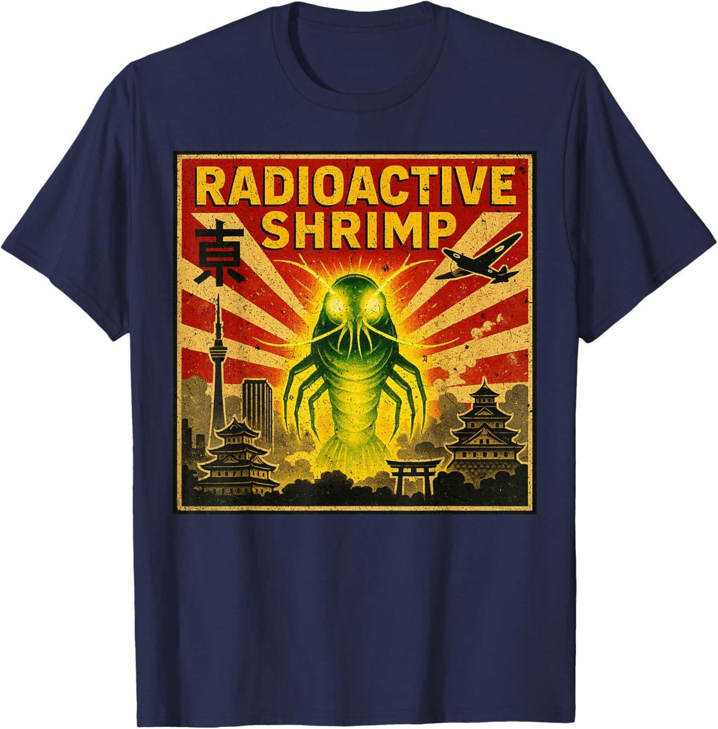 Funny Meme Men Women Radioactive Shrimp T-Shirt - T-Shirt | Navy