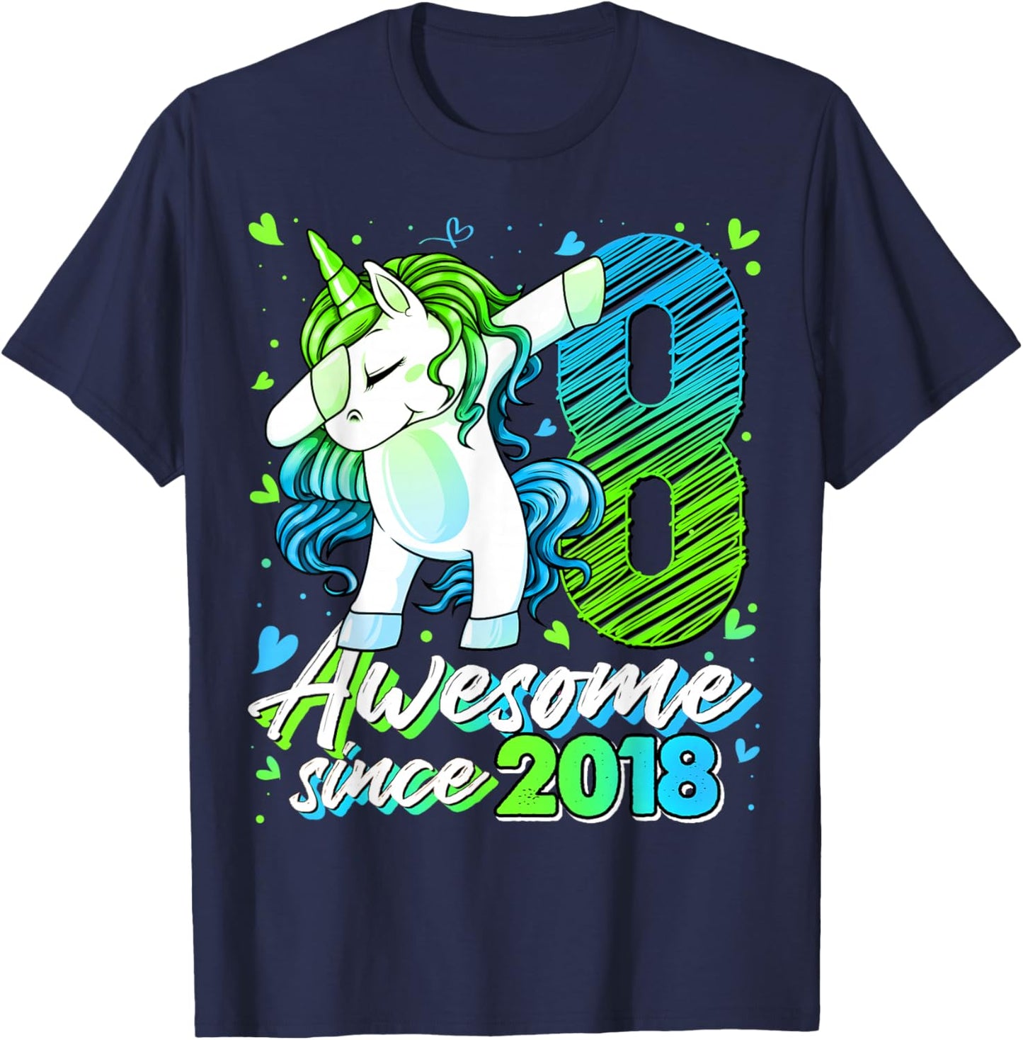 8th Birthday Shirt Girl 8 Year Old Gifts 8 Birthday Girl T-Shirt - T-Shirt | Navy