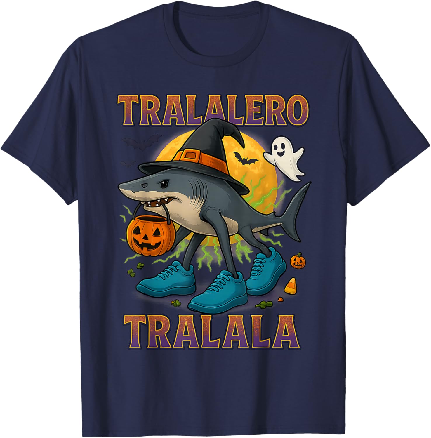 Tralalero Tralala Italian Brainrot Shark Halloween for Kids T-Shirt - T-Shirt | Navy