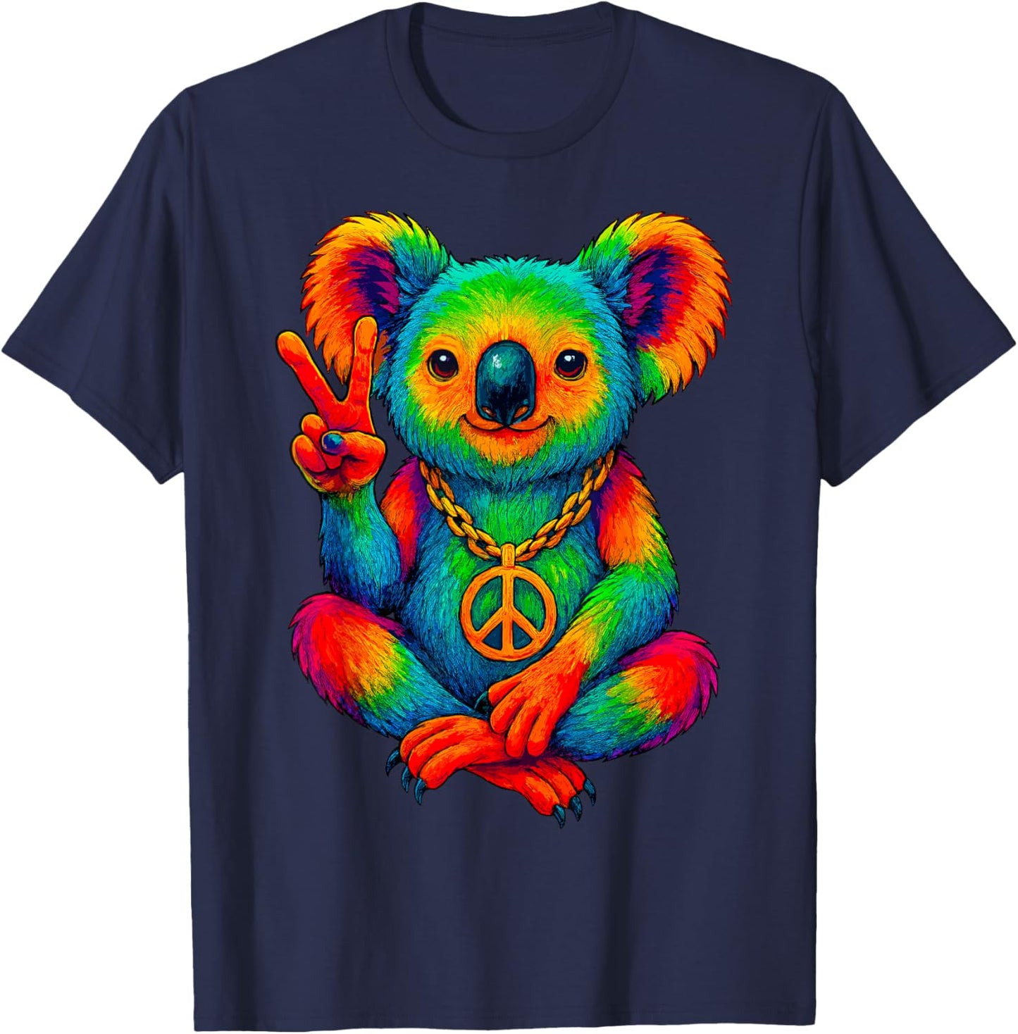 Tie-Dye Koala Peace Sign Hippo T-Shirt - T-Shirt | Navy