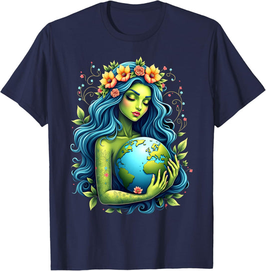 Green Mother Earth Day Gaia Save Our Planet Women Girl Kids T-Shirt - T-Shirt | Navy
