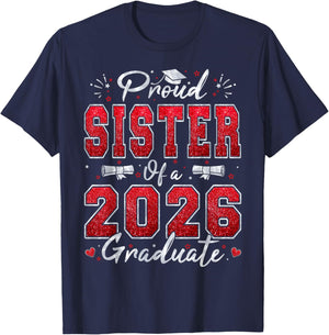 Proud Sister of A 2026 Graduate Senior Class of Graduation T-Shirt - T-Shirt | Navy