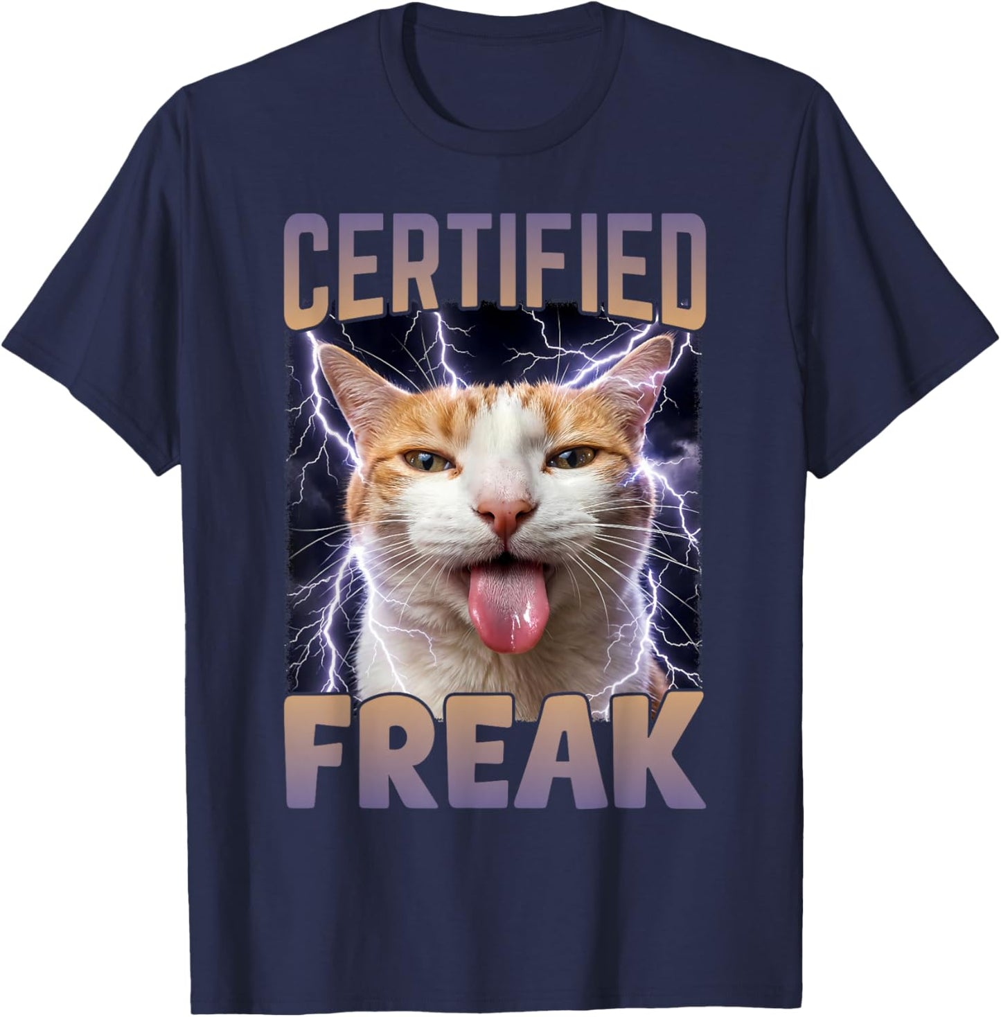 Lustiges verfluchtes Meme von Certified Freak Cat T-Shirt - T-Shirt | Navy
